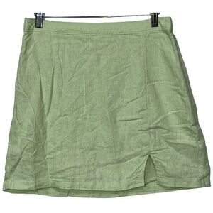 NEW Abercrombie & Fitch Green Linen Side Slit Mini Skirt Skort Shorts Size M